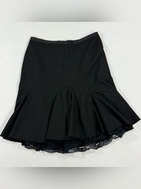 Vintage The Limited Tulip Fit & Flare Black Skirt Lace Bottom Size 0 Whimsigoth